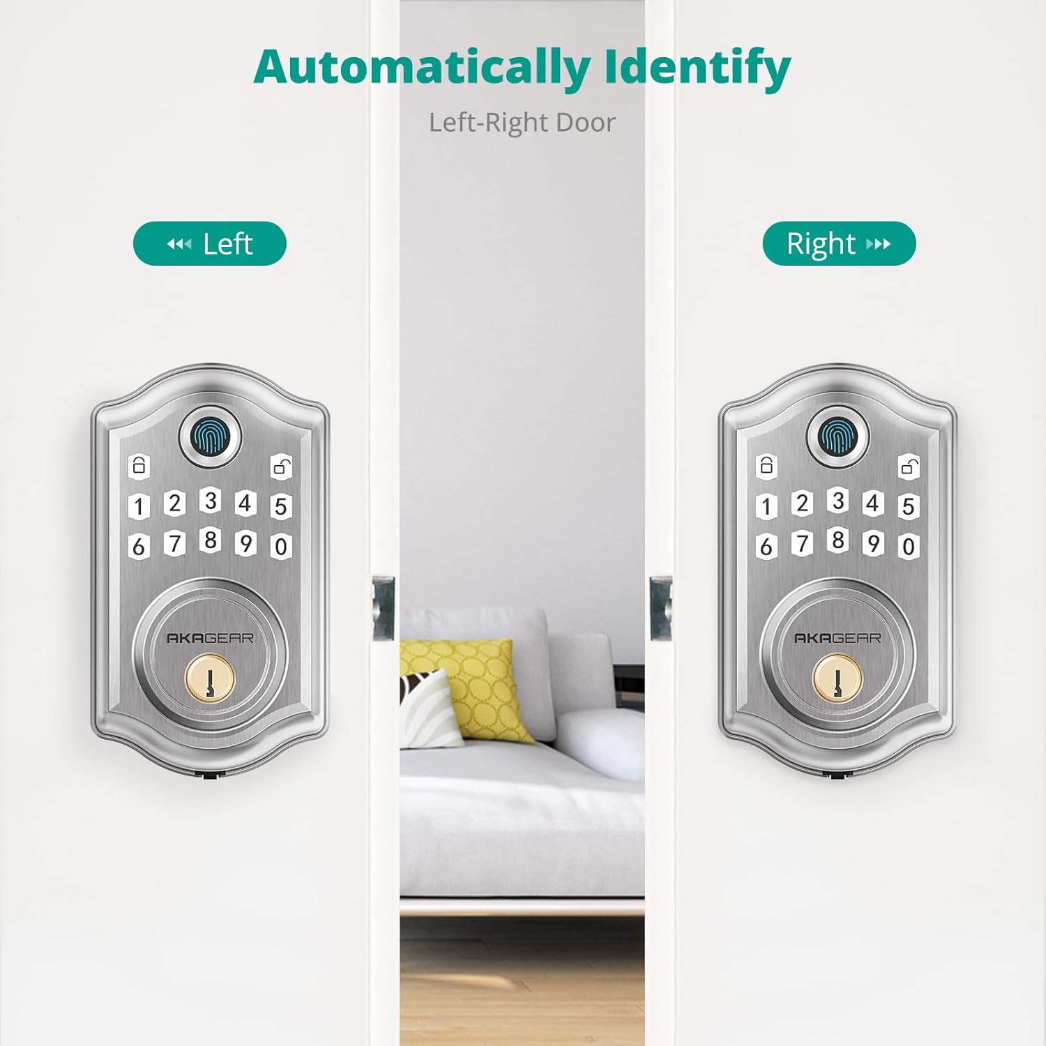 DS10 Keyless Entry Door Lock - Fingerprint Door Lock with 2 Keys, Electronic Keypad Deadbolt, Smart Door Lock, Keypad Lock for Front Door, Auto-Lock & One Touch Locking - Satin Nickel - Image 6